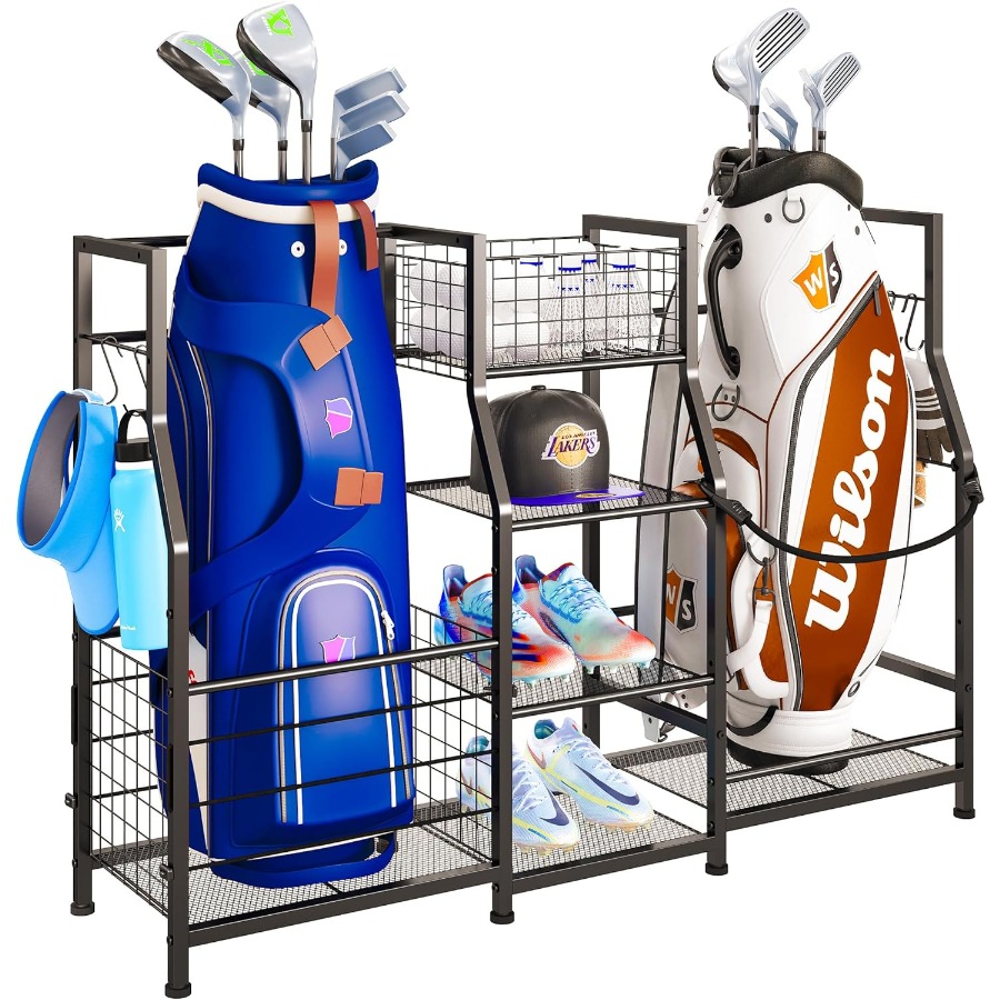 Sports Equipment Garage Organizer - Golf Bag Stand Garage Storage Organizer
