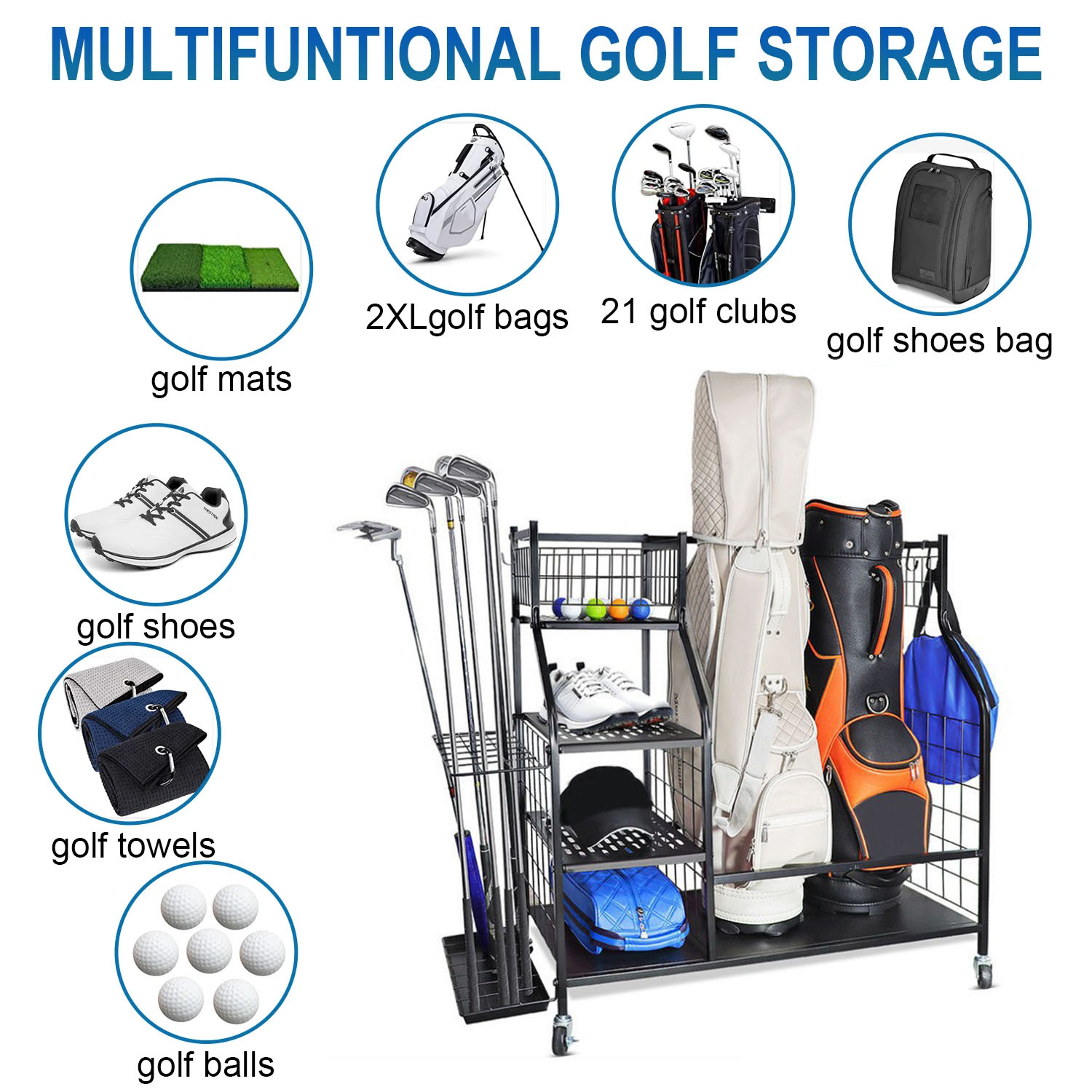 Golf Bag Storage Garage Organi - Sports Equipment Garage Organizer のレビューと価格