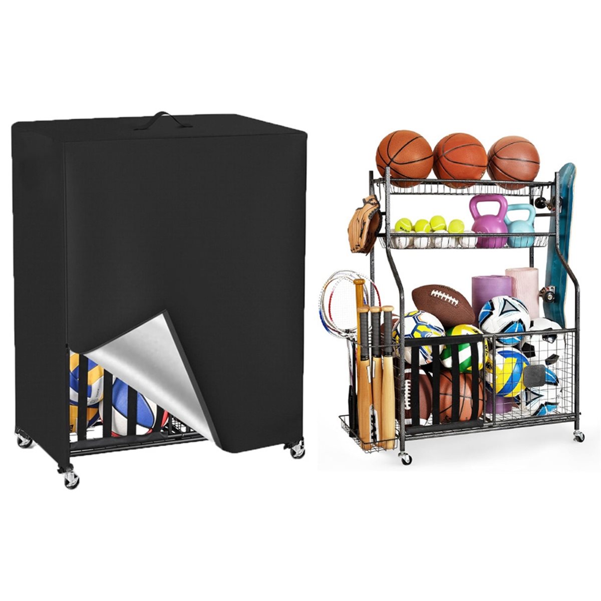 Basketball Rack Cover Garage S - Sports Equipment Garage Organizer のレビューと価格